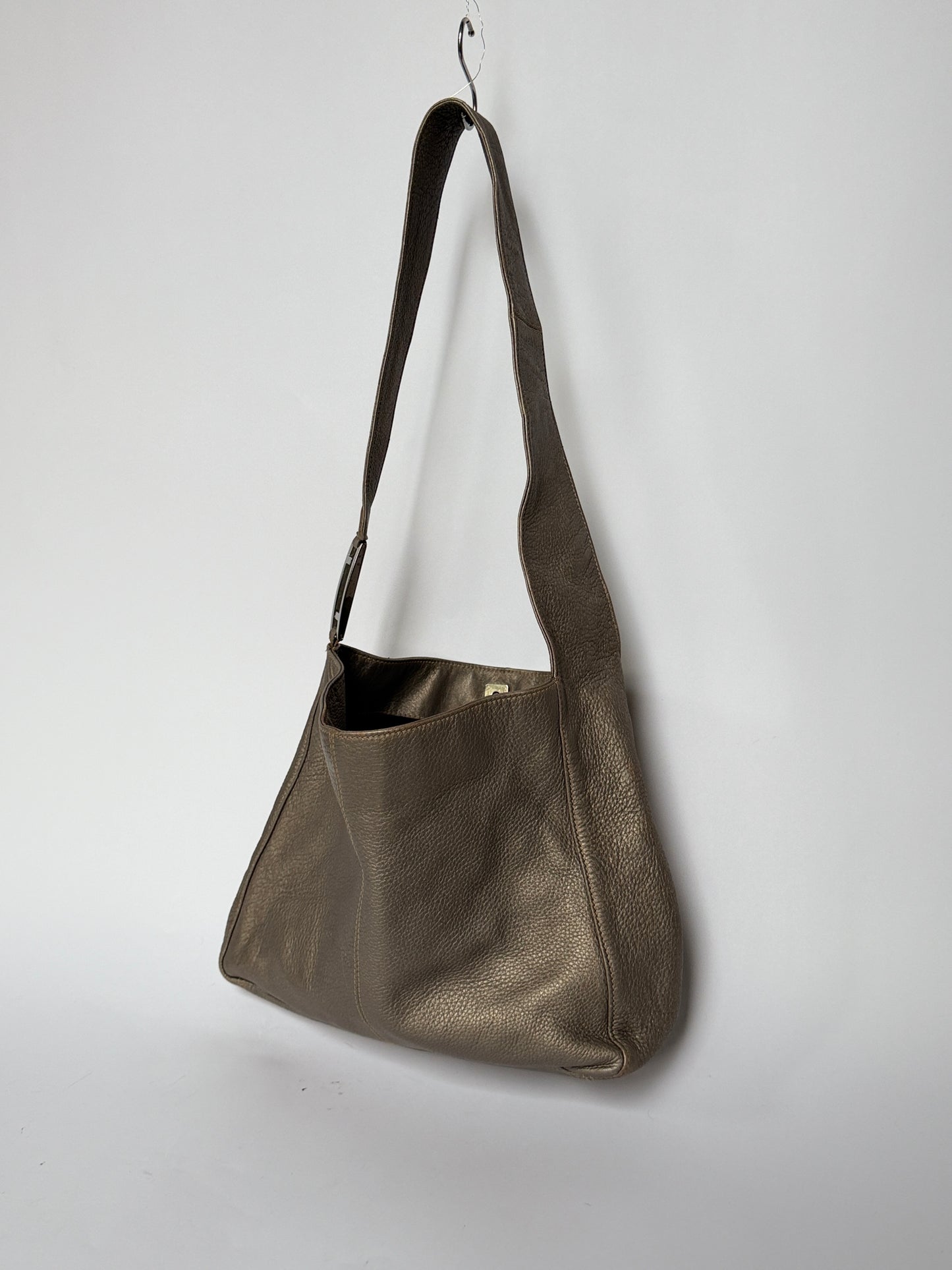 Fendi Grey Leather Bag — Silver Hardware