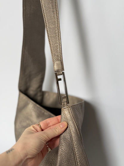 Fendi Grey Leather Bag — Silver Hardware