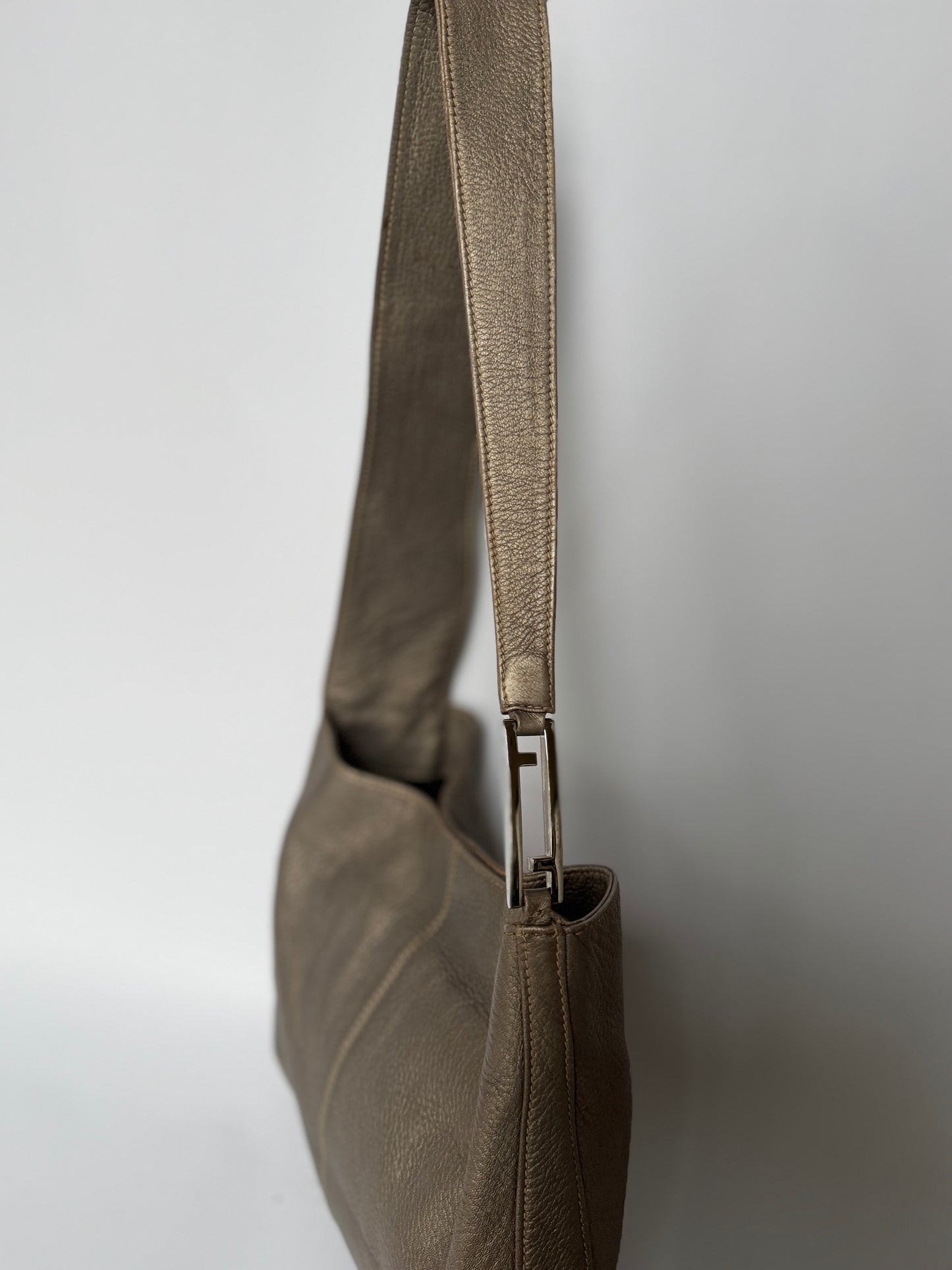 Fendi Grey Leather Bag — Silver Hardware