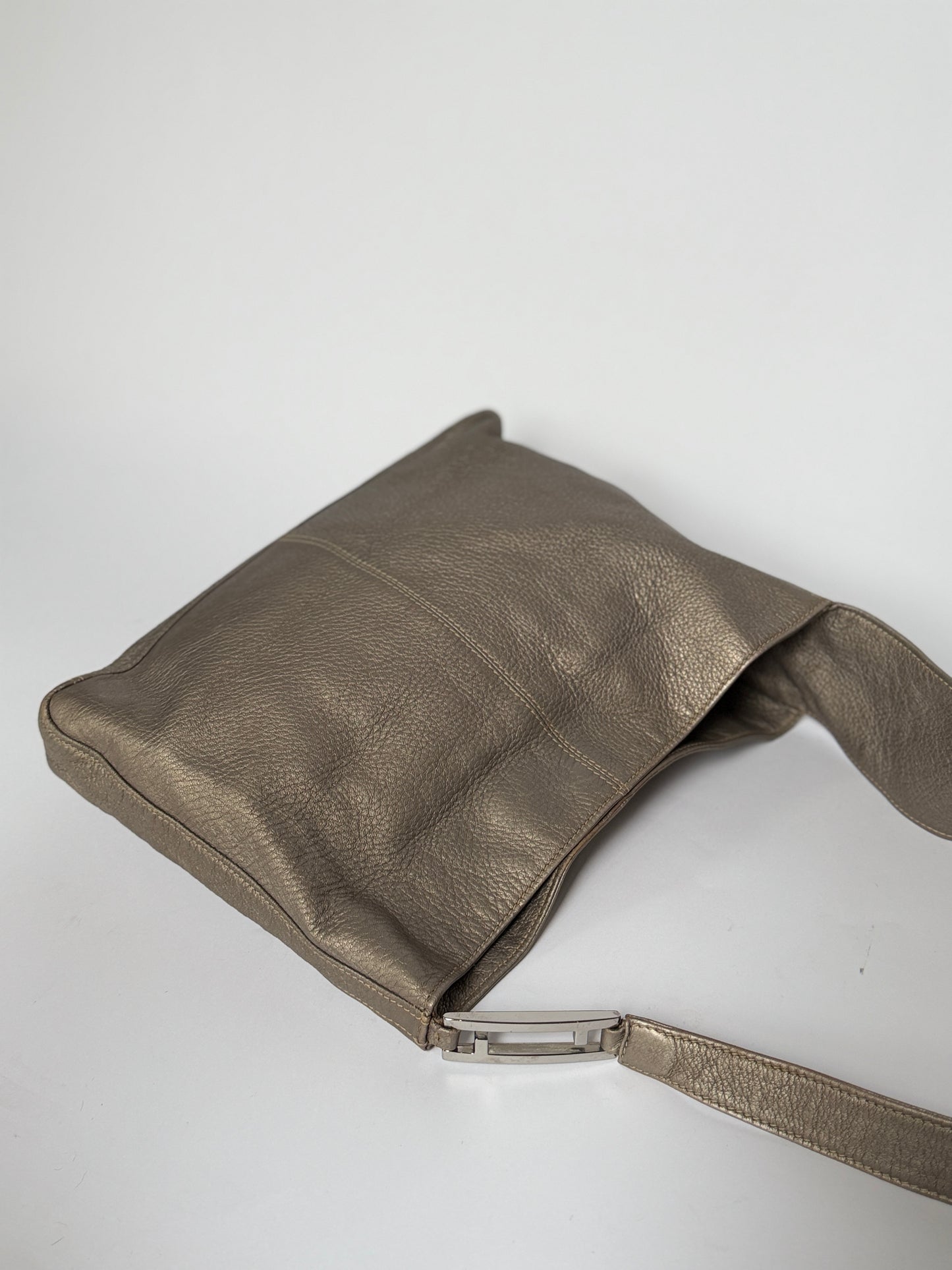 Fendi Grey Leather Bag — Silver Hardware