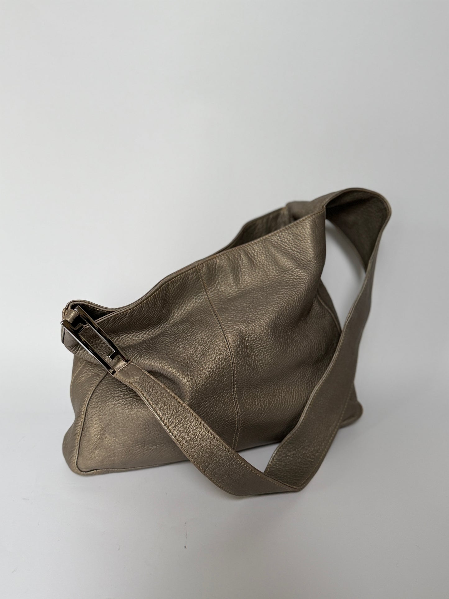 Fendi Grey Leather Bag — Silver Hardware