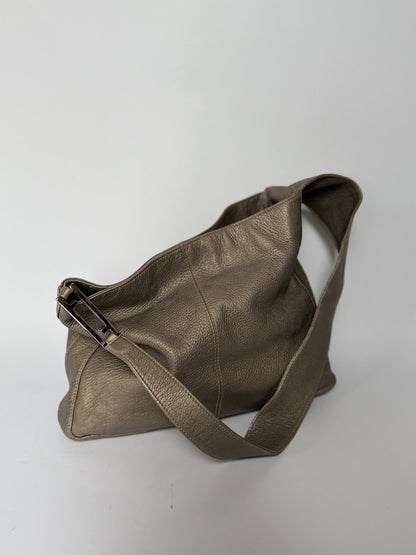 Fendi Grey Leather Bag — Silver Hardware