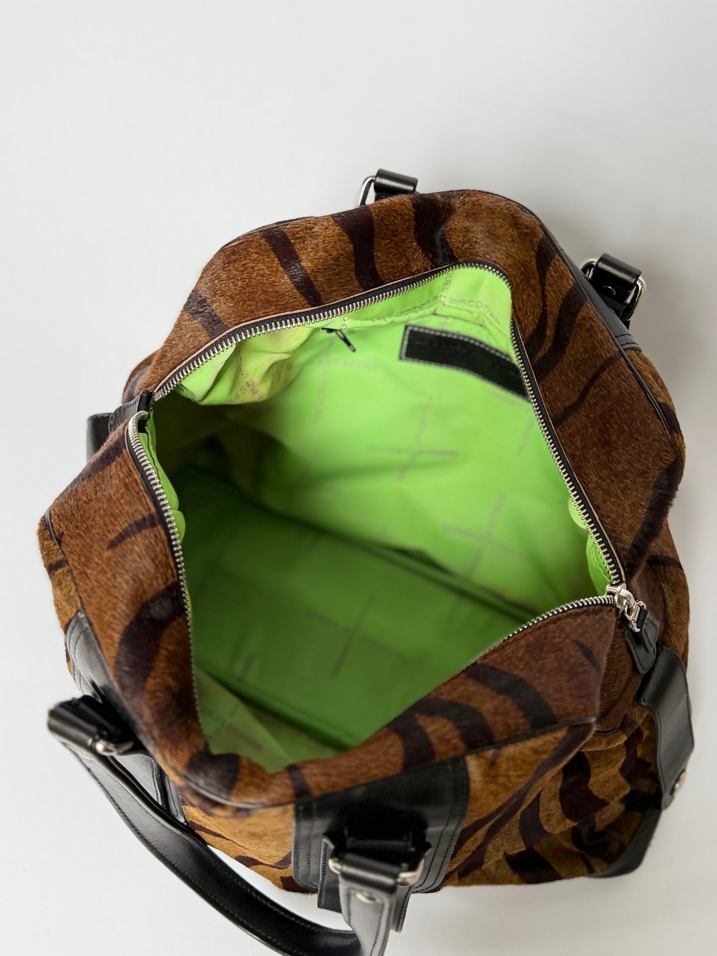 Tiger Print Pony Hair Duffle Bag