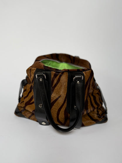 Tiger Print Pony Hair Duffle Bag