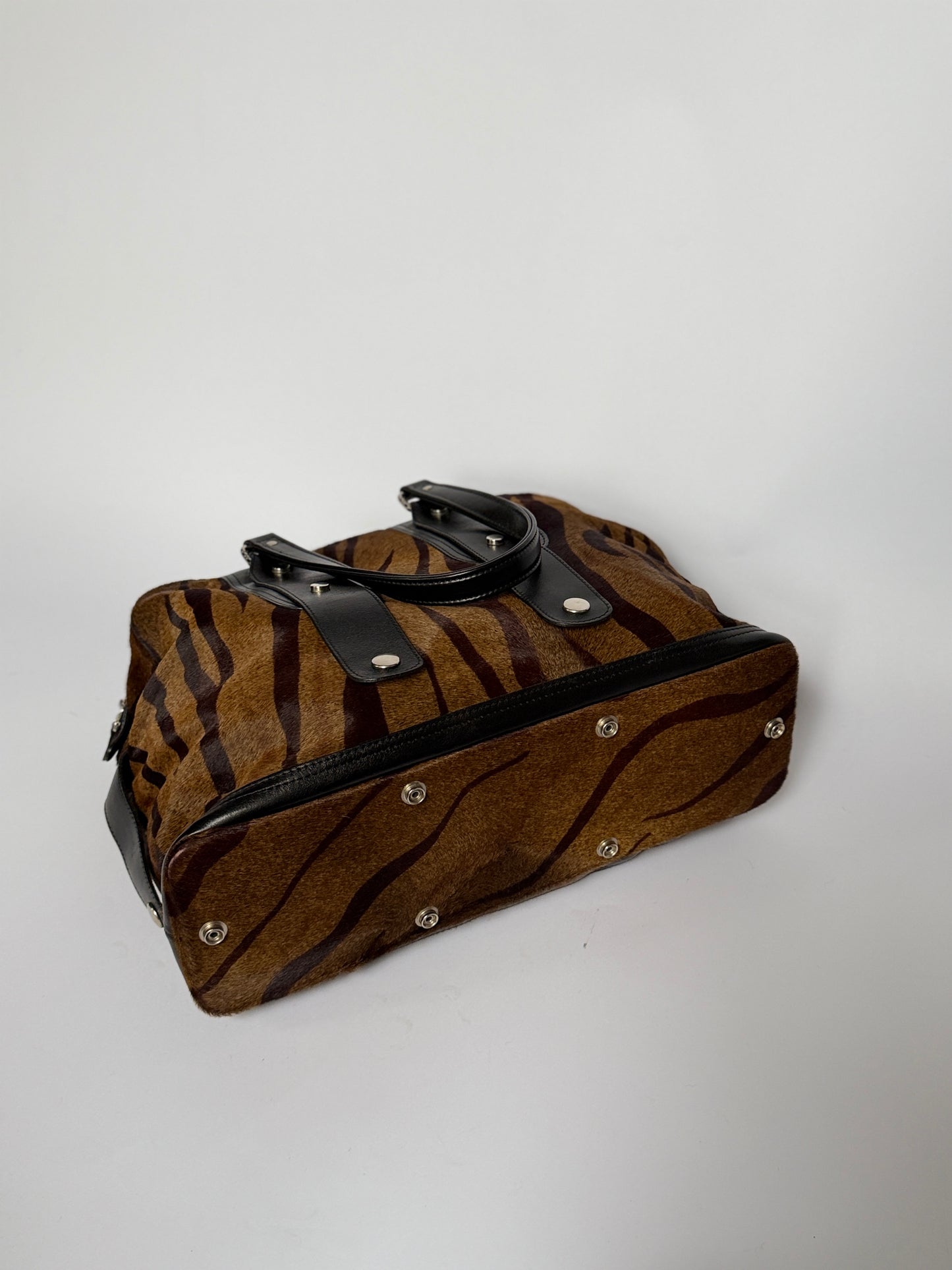 Tiger Print Pony Hair Duffle Bag