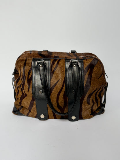 Tiger Print Pony Hair Duffle Bag