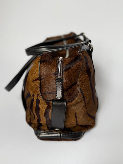 Tiger Print Pony Hair Duffle Bag