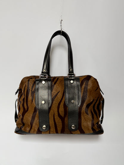 Tiger Print Pony Hair Duffle Bag