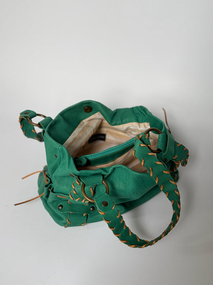 Turquoise Leather Shoulder Bag — Made in Italy