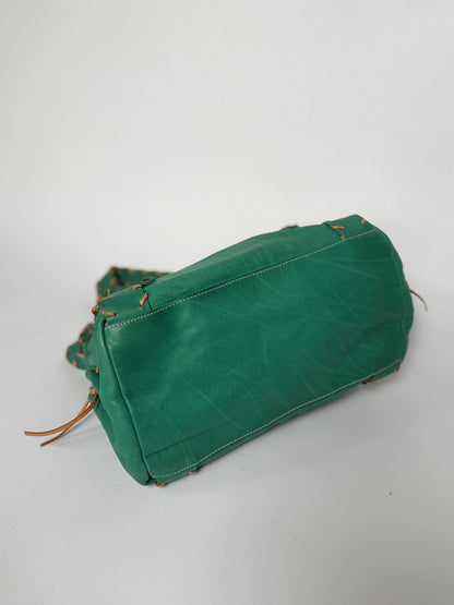 Turquoise Leather Shoulder Bag — Made in Italy
