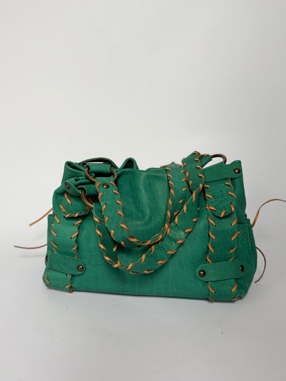 Turquoise Leather Shoulder Bag — Made in Italy