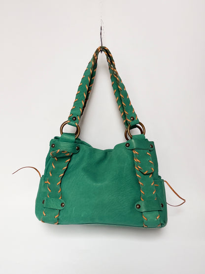 Turquoise Leather Shoulder Bag — Made in Italy