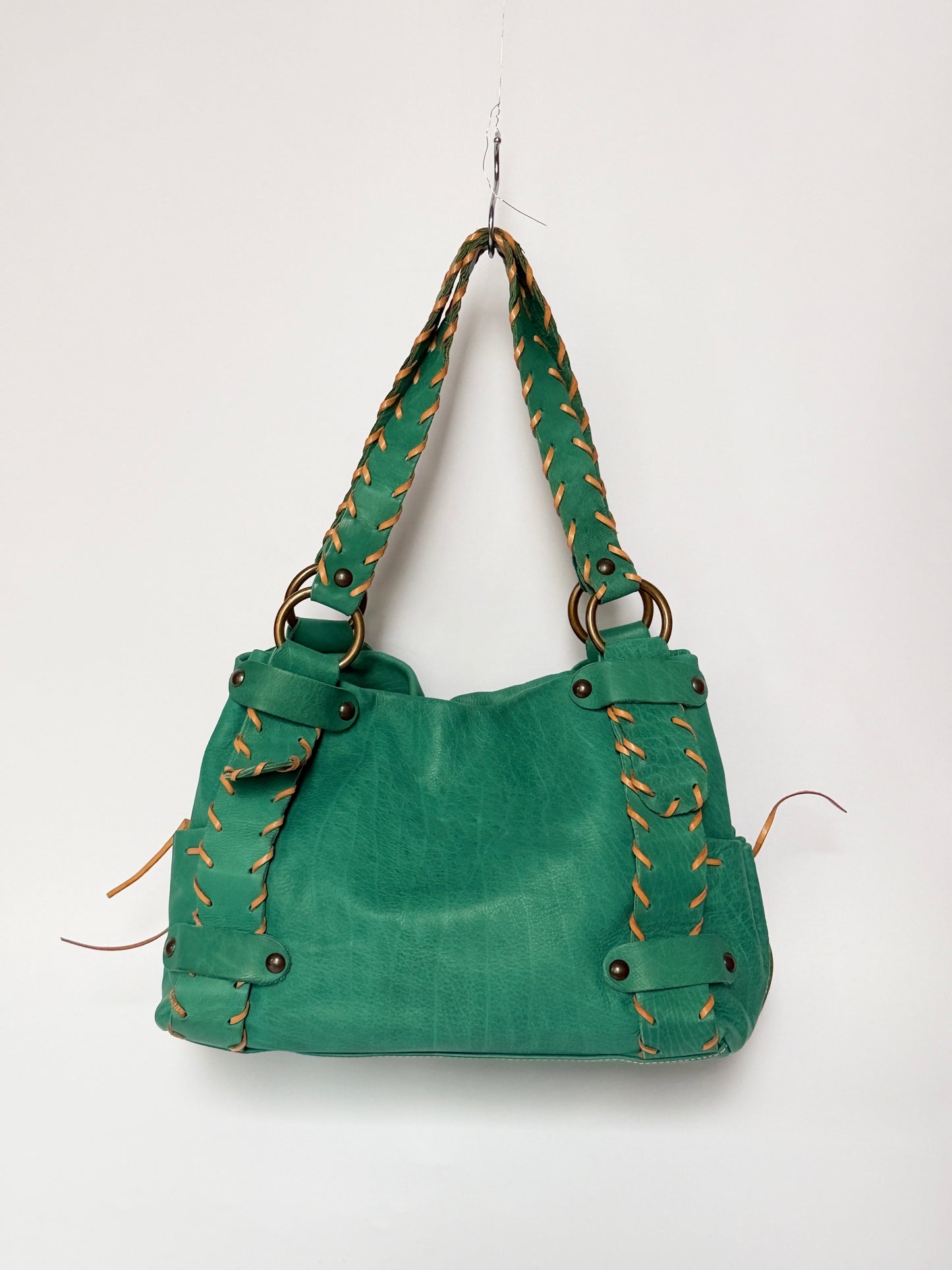 Turquoise Leather Shoulder Bag — Made in Italy