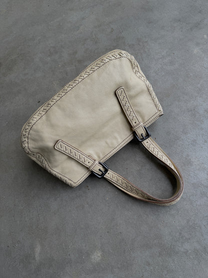 Bottega Veneta Cream Leather Top Handle Bag