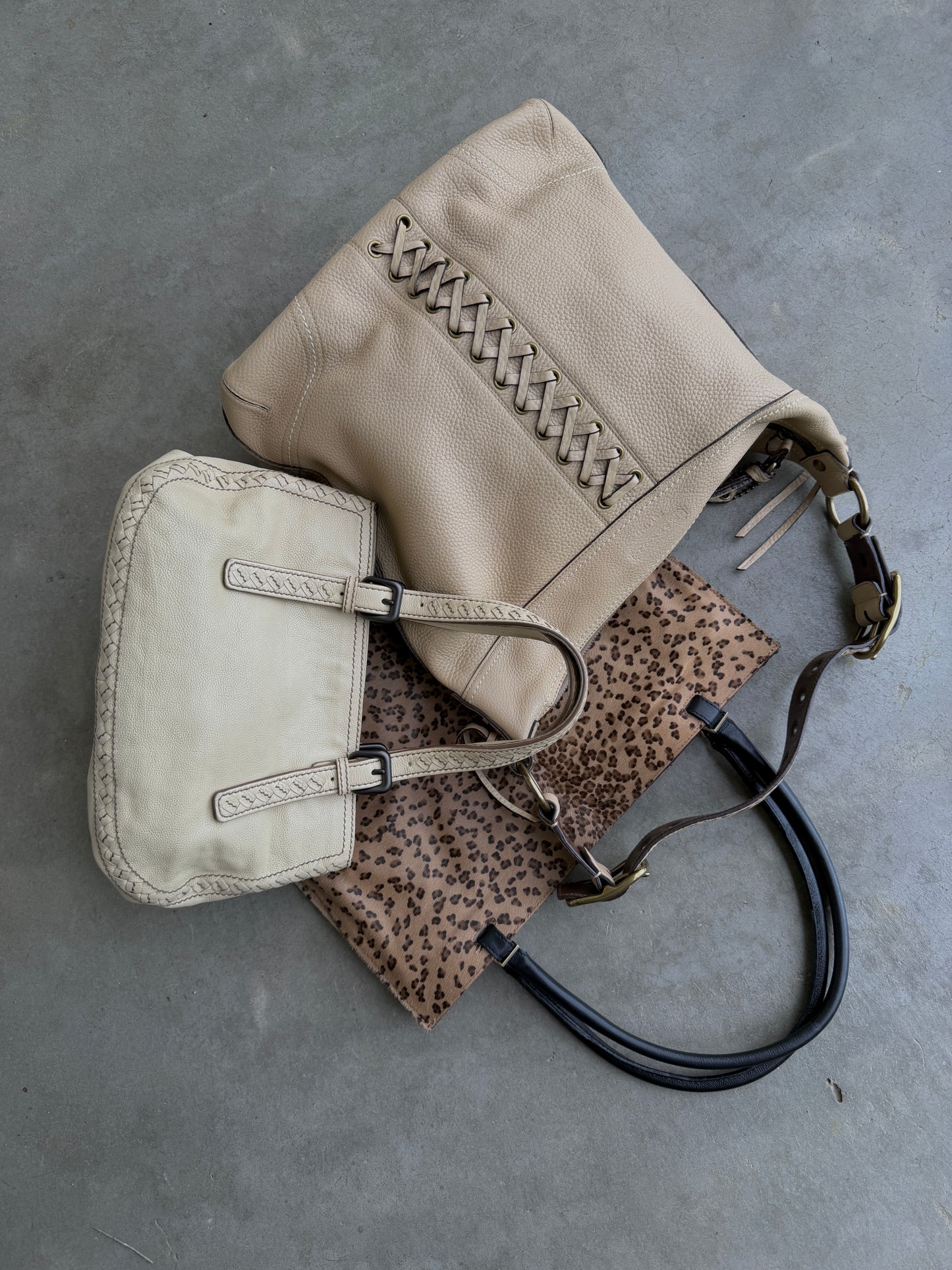 Coach Beige Leather Hobo Bag — Whipstitch Lacing