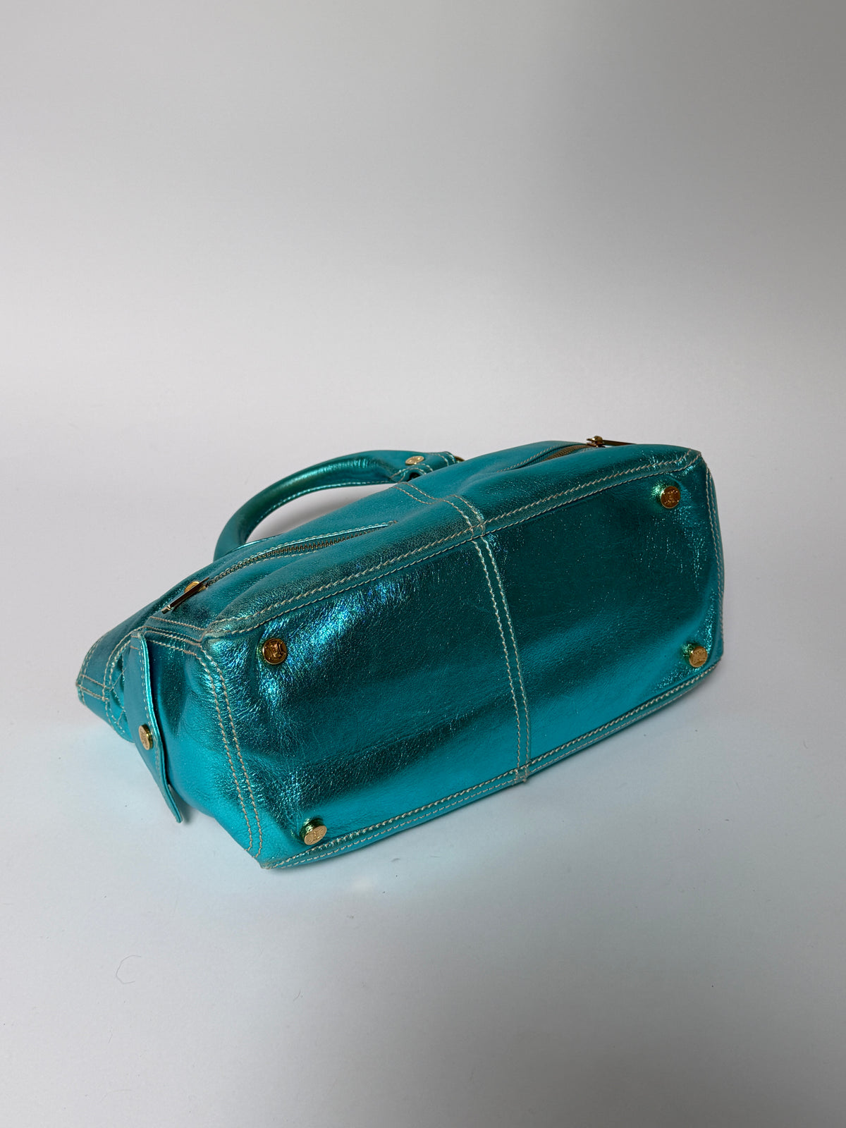 Metallic Aqua Leather Boogie Bag