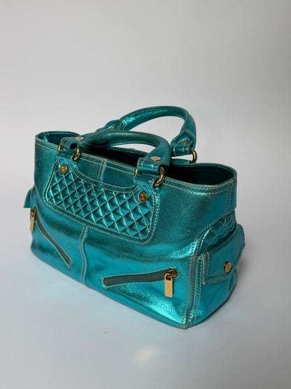 Metallic Aqua Leather Boogie Bag