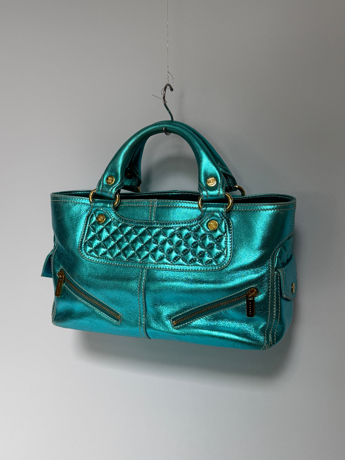 Metallic Aqua Leather Boogie Bag