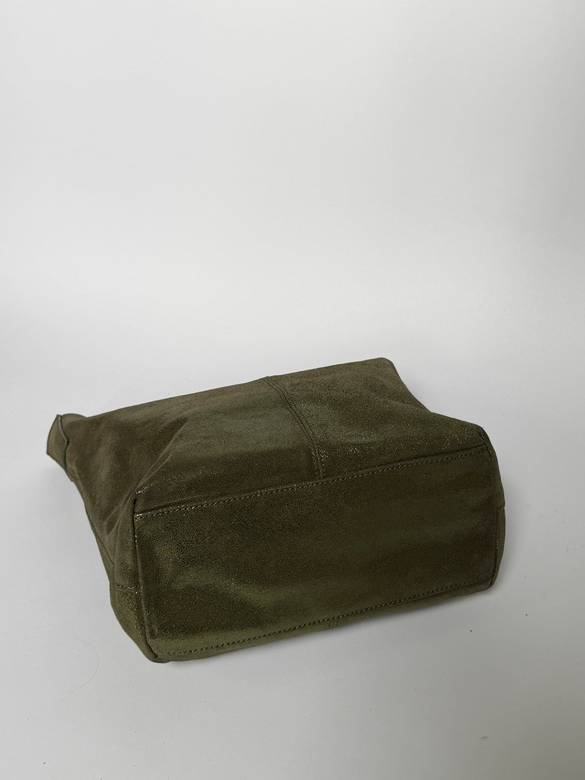 Green Metallic Shimmer Leather Tote Bag