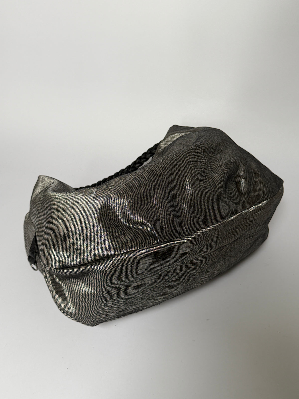 Metallic Fabric Tote with Braided Straps