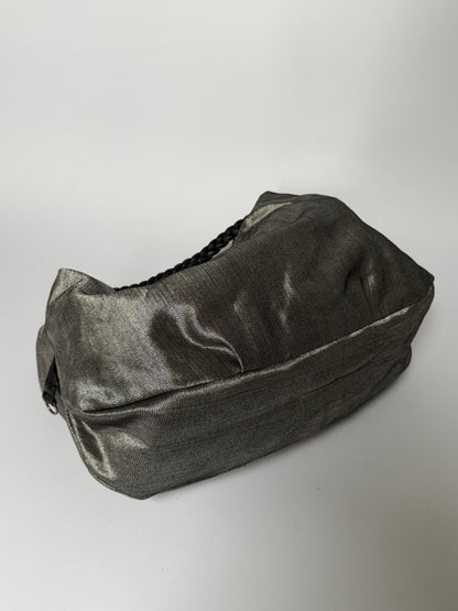 Metallic Fabric Tote with Braided Straps