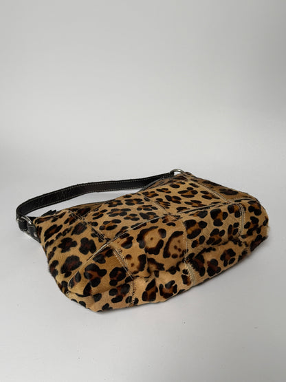Leopard Print Patchwork Pony Hair Shoulder Bag