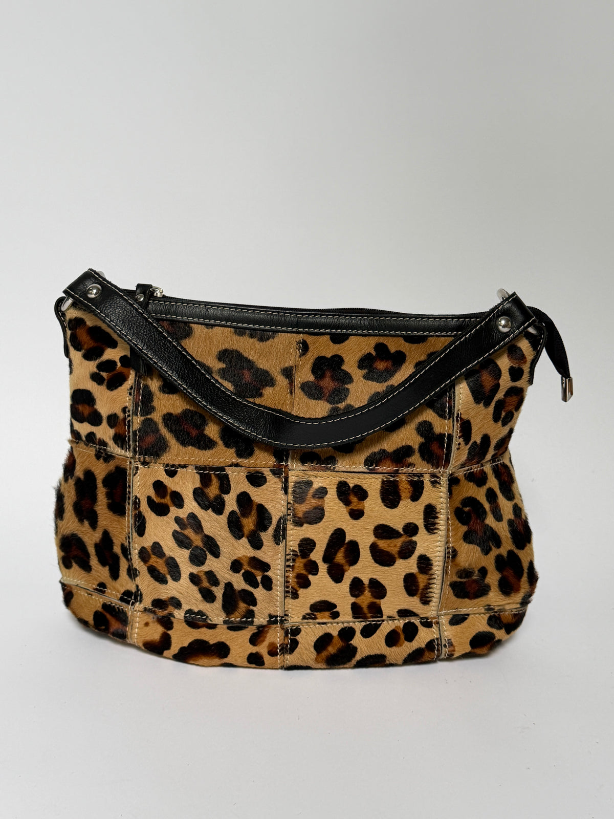 Leopard Print Patchwork Pony Hair Shoulder Bag