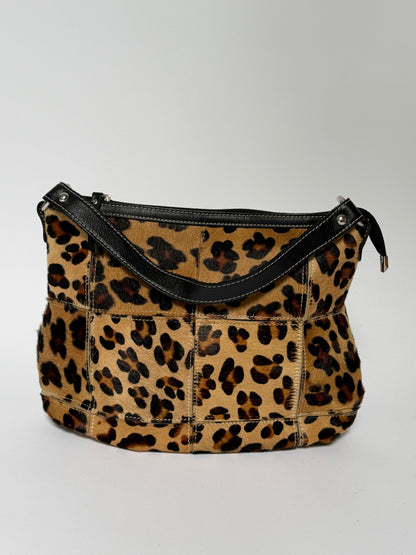 Leopard Print Patchwork Pony Hair Shoulder Bag