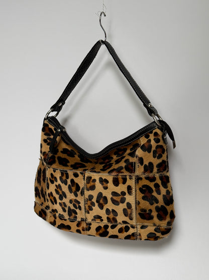 Leopard Print Patchwork Pony Hair Shoulder Bag