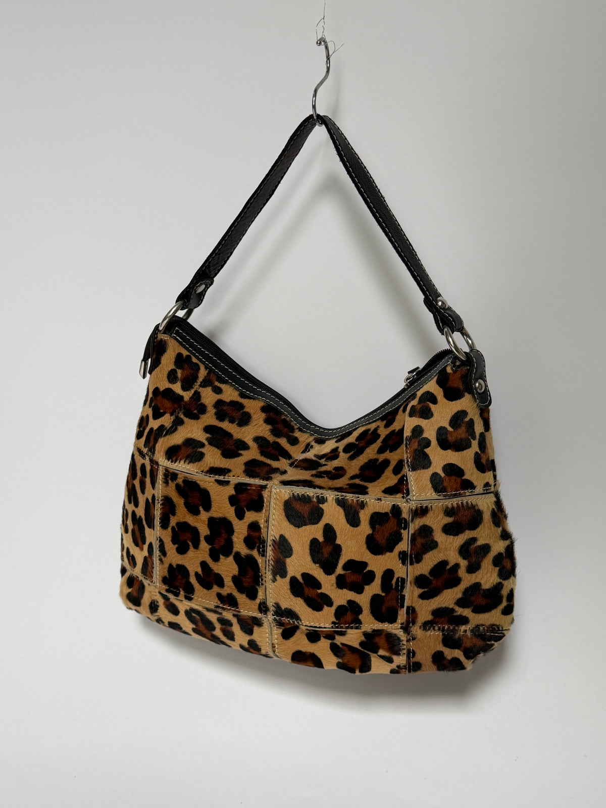 Leopard Print Patchwork Pony Hair Shoulder Bag