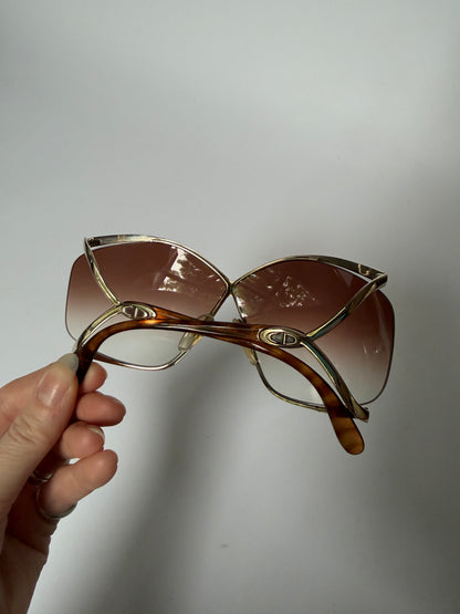 Christian Dior 2056 Gold Tortoise Butterfly Sunglasses