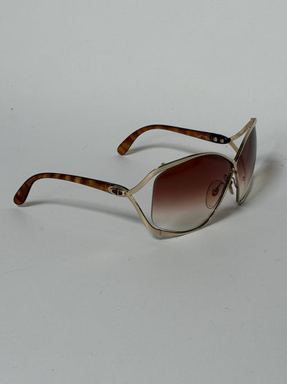 Christian Dior 2056 Gold Tortoise Butterfly Sunglasses