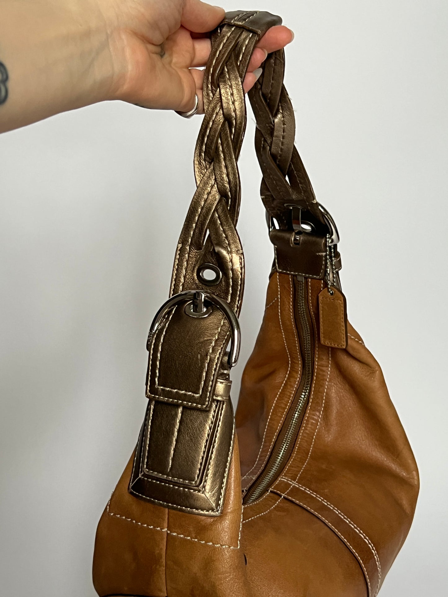 Coach Leather Hobo Plait Bag