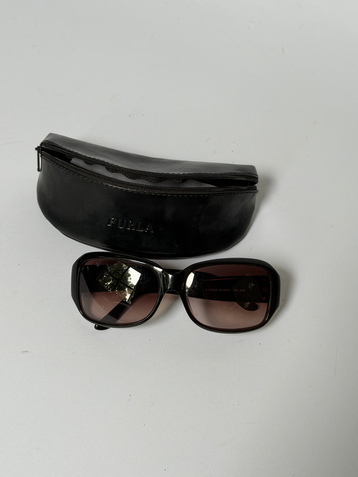 Furla Rectangular Sunglasses with Gold Logo Plaque