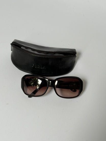 Furla Rectangular Sunglasses with Gold Logo Plaque