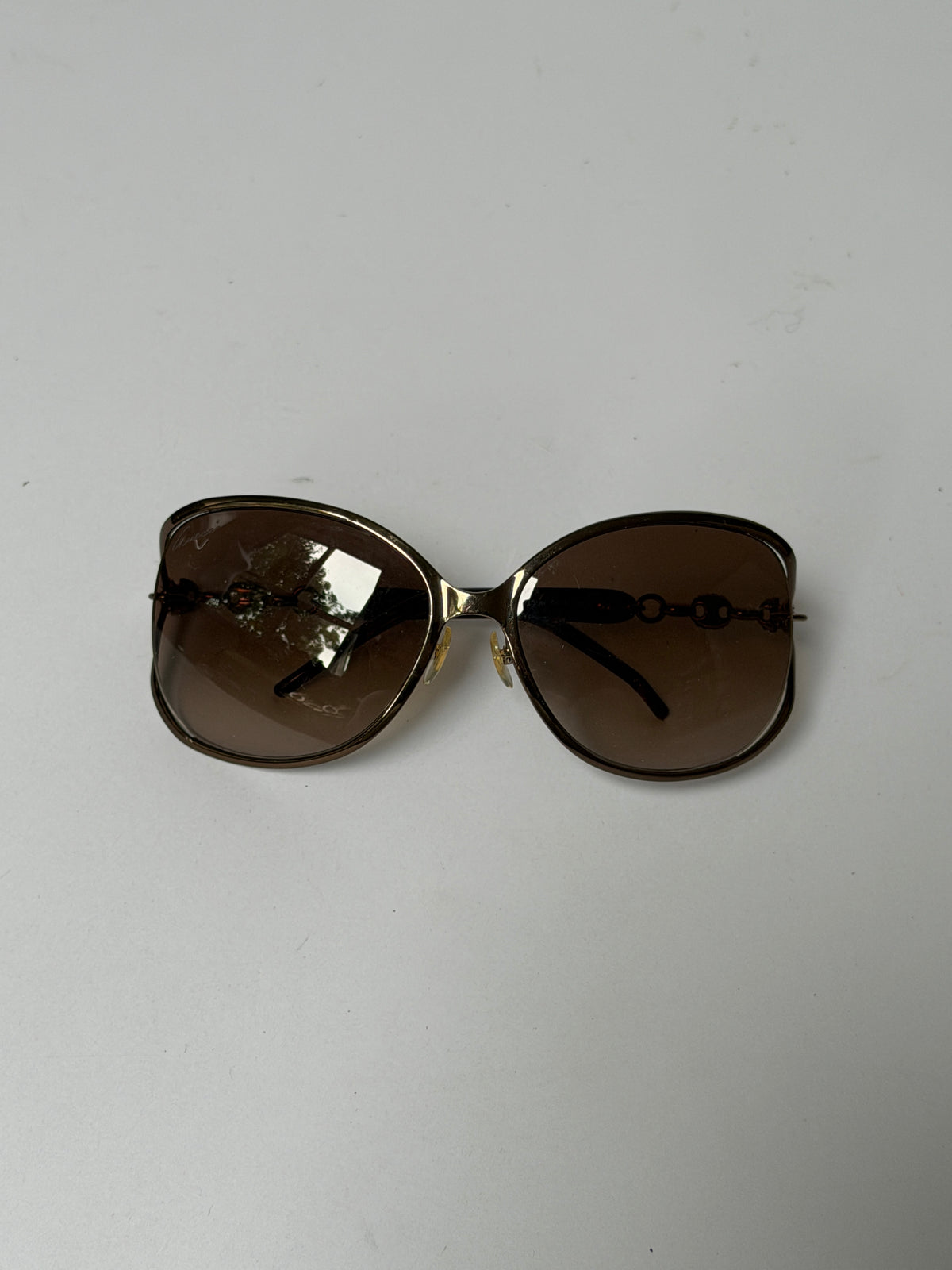 Gucci Bronze Crystal Chain Oversized Sunglasses
