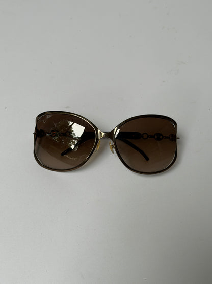 Gucci Bronze Crystal Chain Oversized Sunglasses