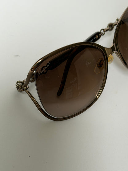 Gucci Bronze Crystal Chain Oversized Sunglasses