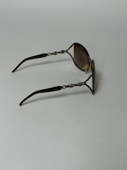 Gucci Bronze Crystal Chain Oversized Sunglasses