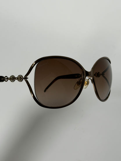 Gucci Bronze Crystal Chain Oversized Sunglasses
