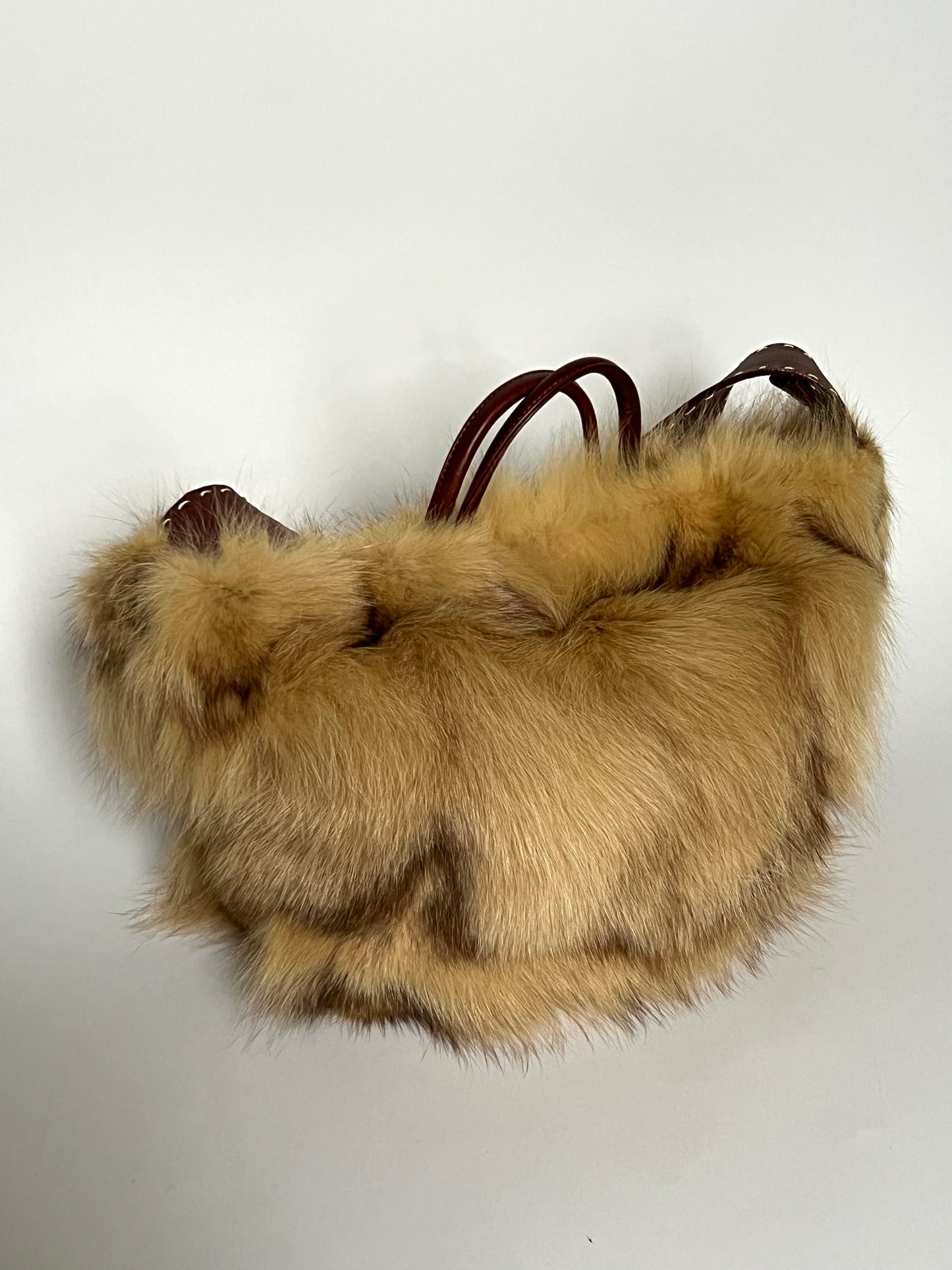 Brown Leather 2Way Fur Bag