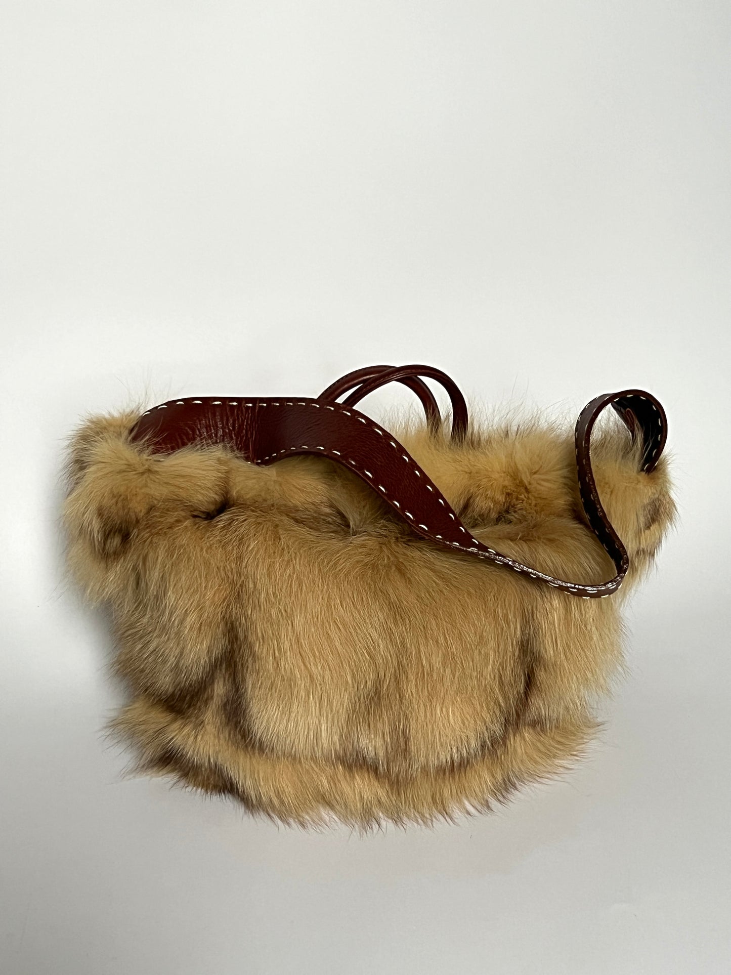 Brown Leather 2Way Fur Bag