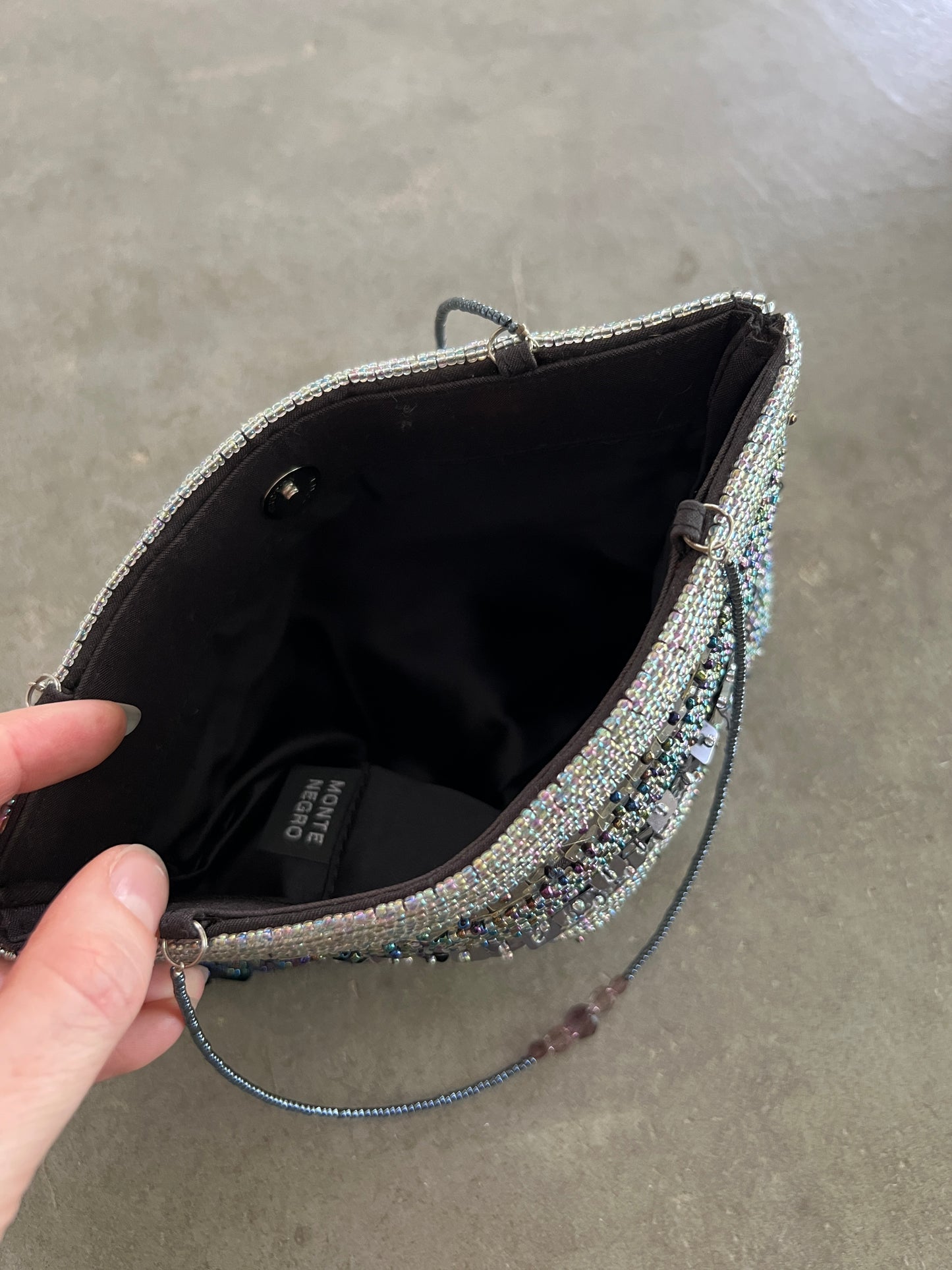 90s Grey Blue Beaded Bag