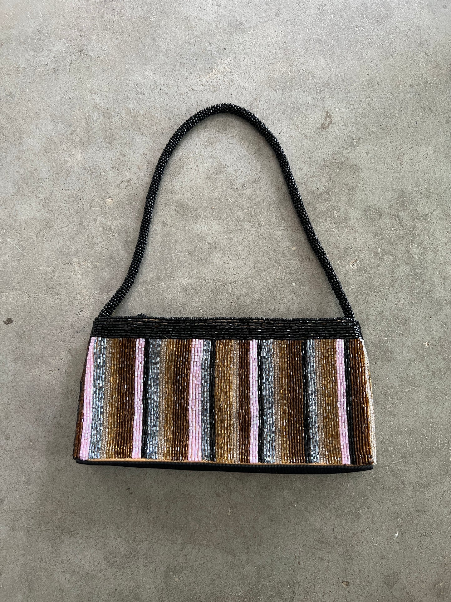 Striped Beaded Bag