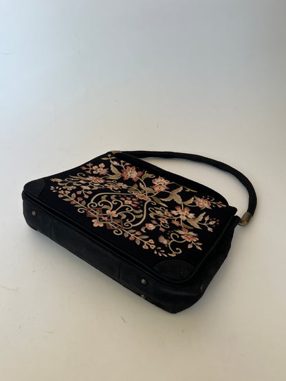 Okajima Embroidered Silk & Suede Shoulderbag