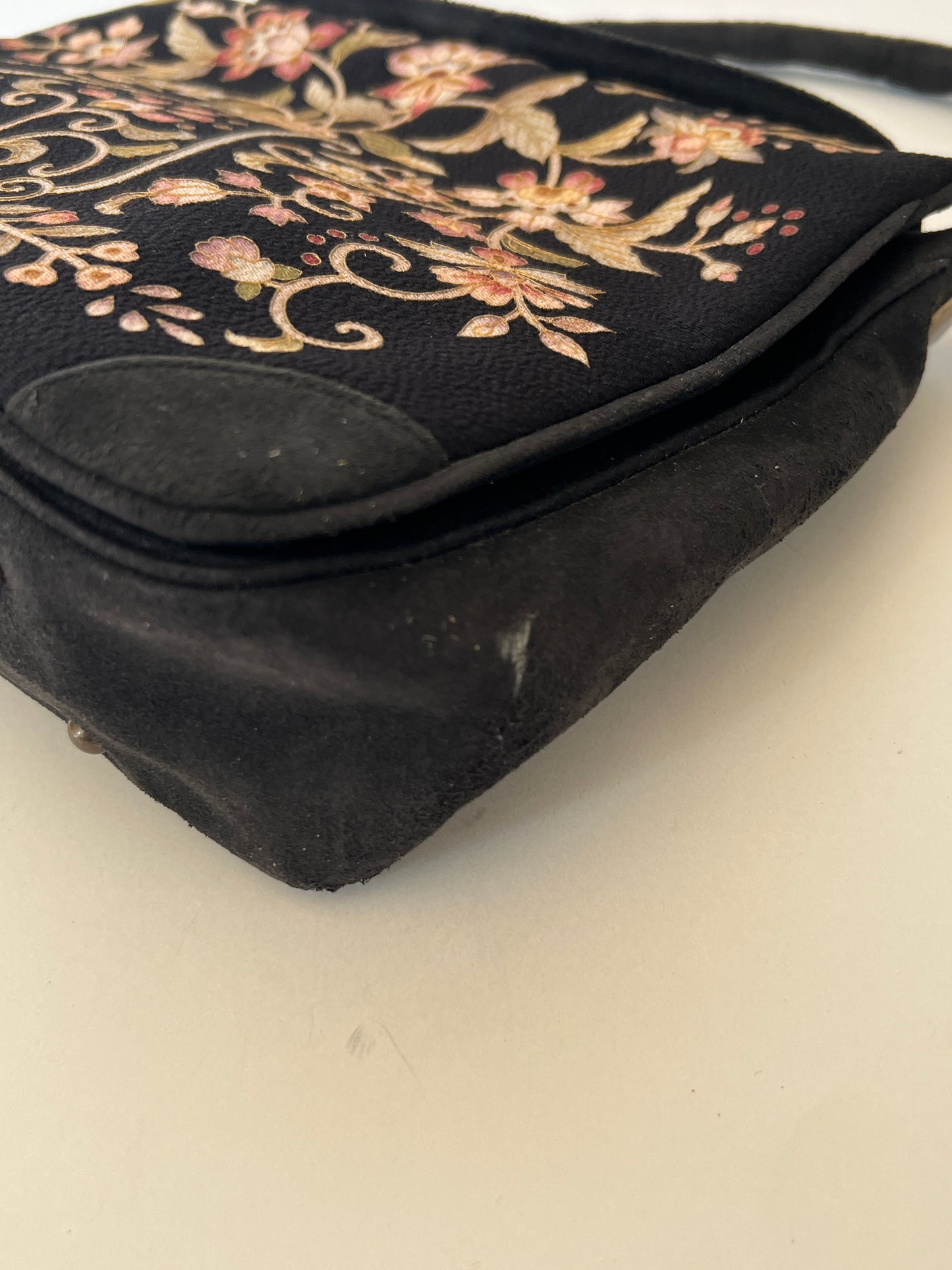 Okajima Embroidered Silk & Suede Shoulderbag