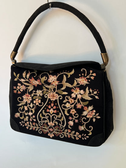 Okajima Embroidered Silk & Suede Shoulderbag