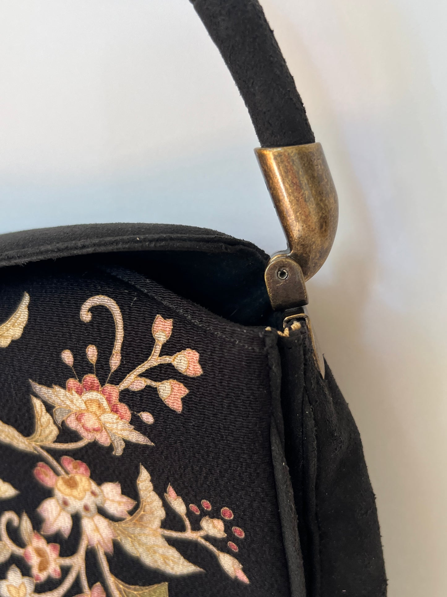 Okajima Embroidered Silk & Suede Shoulderbag