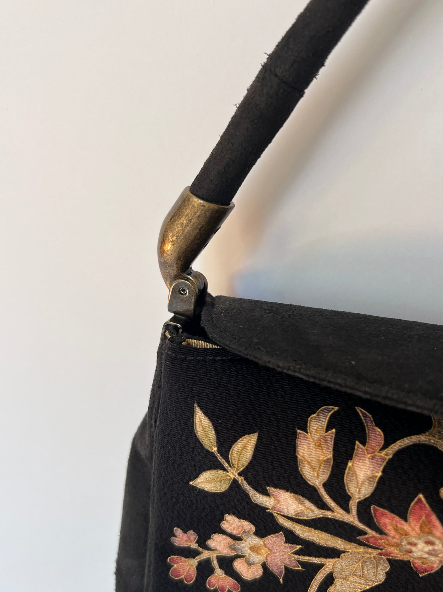 Okajima Embroidered Silk & Suede Shoulderbag