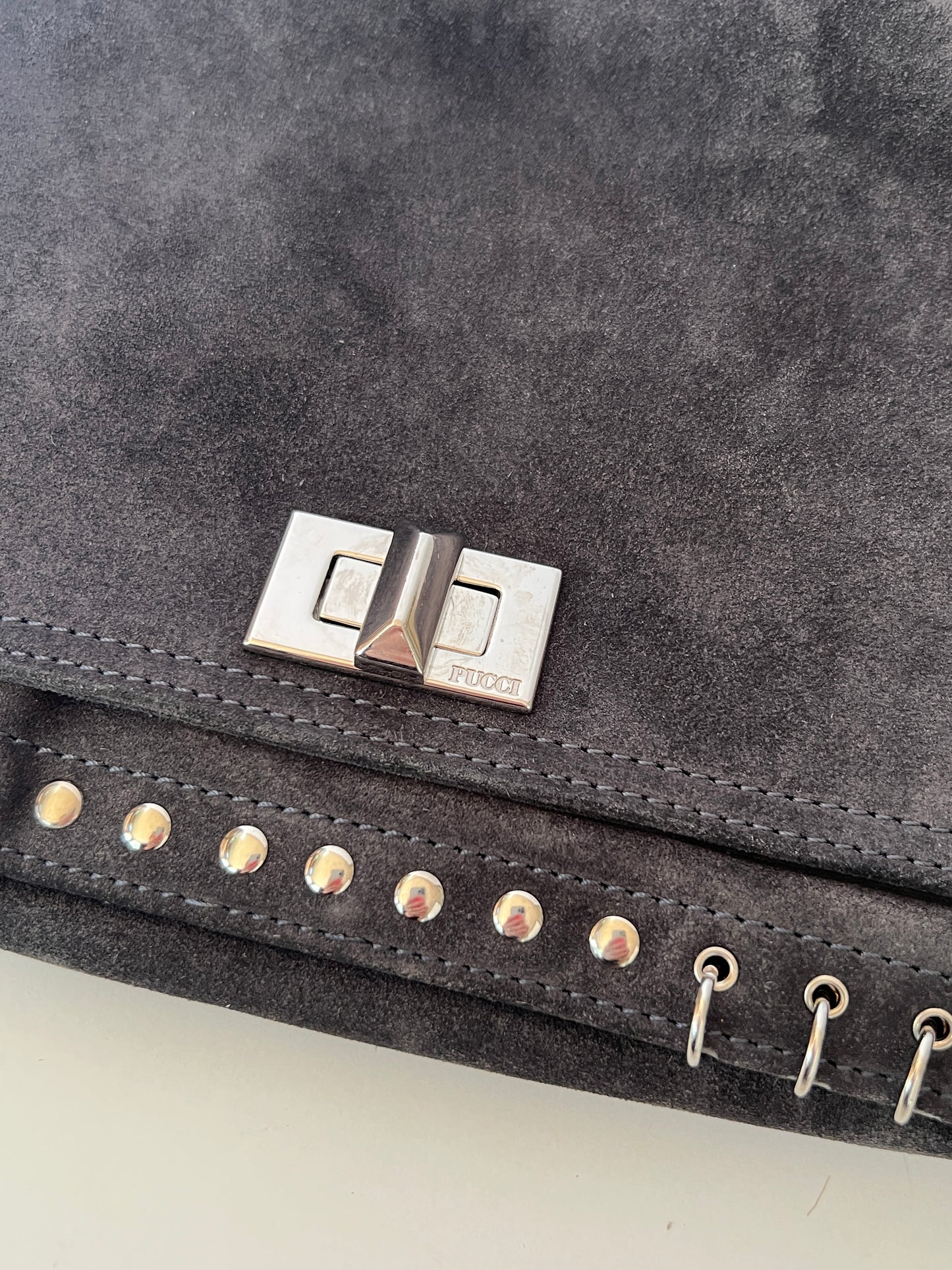 Pucci Suede Peirced Shoulder Bag